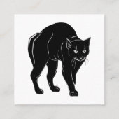 Halloween Prowling Black Cat Silhouette Zeichnend Quadratische Visitenkarte (Vorderseite)