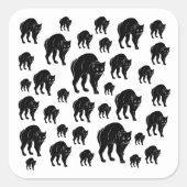 Halloween Prowling Black Cat Silhouette Zeichnend Quadratischer Aufkleber (Vorderseite)