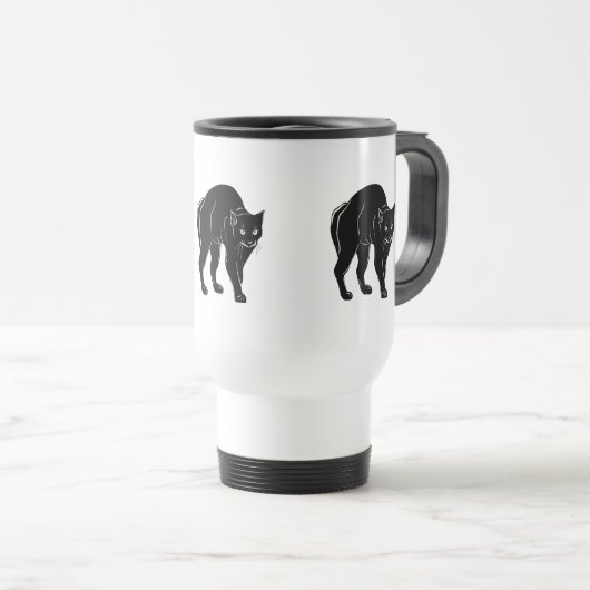 Halloween Prowling Black Cat Silhouette Zeichnend Reisebecher (VorderseiteRechts)
