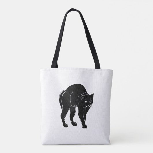 Halloween Prowling Black Cat Silhouette Zeichnend Tasche (Rückseite)