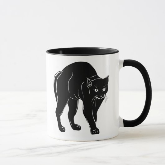 Halloween Prowling Black Cat Silhouette Zeichnend Tasse (Rechts)