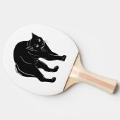 Halloween Prowling Black Cat Silhouette Zeichnend Tischtennis Schläger (Seitenansicht)