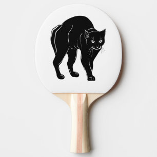 Halloween Prowling Black Cat Silhouette Zeichnend Tischtennis Schläger