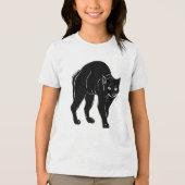Halloween Prowling Black Cat Silhouette Zeichnend Tri-Blend Shirt (Vorderseite)