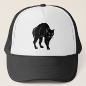 Halloween Prowling Black Cat Silhouette Zeichnend Truckerkappe (Vorderseite)