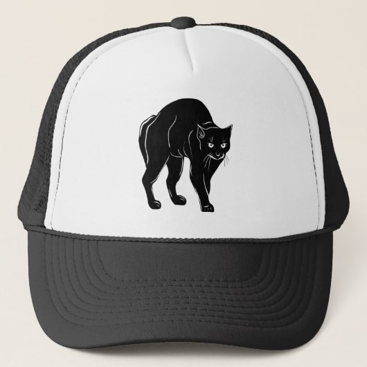 Halloween Prowling Black Cat Silhouette Zeichnend Truckerkappe (Vorderseite)