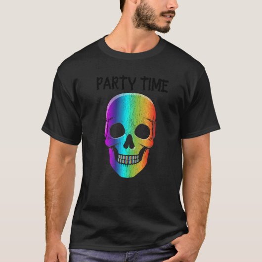 Halloween Psychedelic Schädelmaske Halloween-Kostü T-Shirt (Vorderseite)
