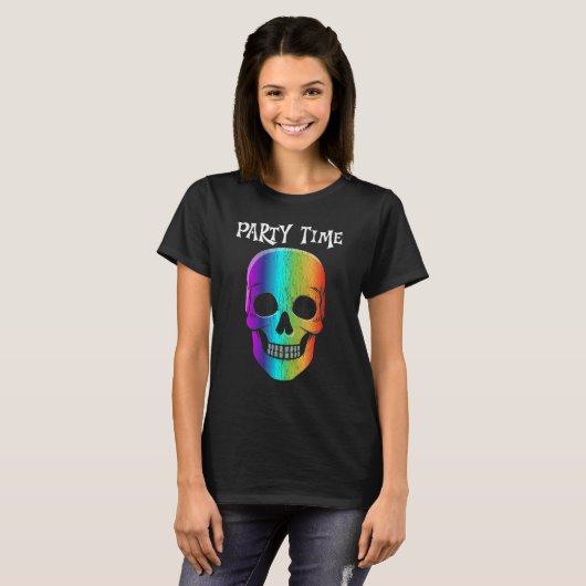 Halloween Psychedelic Schädelmaske Halloween-Kostü T-Shirt (Vorne ganz)