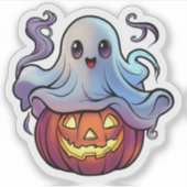 Halloween Psychofriends Niedlich Ghost Cartoon Aufkleber (Vorderseite)