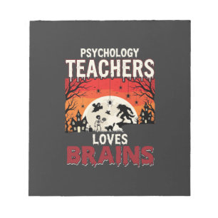 Halloween-Psychologie-Lehrer liebt Gehirne-Horror Notizblock