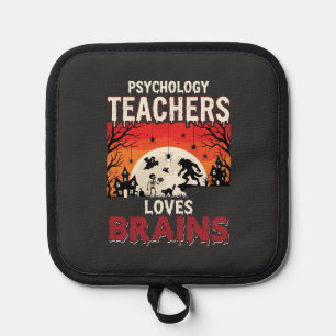 Halloween-Psychologie-Lehrer liebt Horror-Gehirne Topflappen