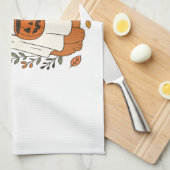 Halloween-Pudel mit Herbstblumen Geschirrtuch (Viertel Falte)