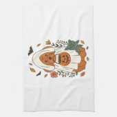 Halloween-Pudel mit Herbstblumen Geschirrtuch (Vertikal)