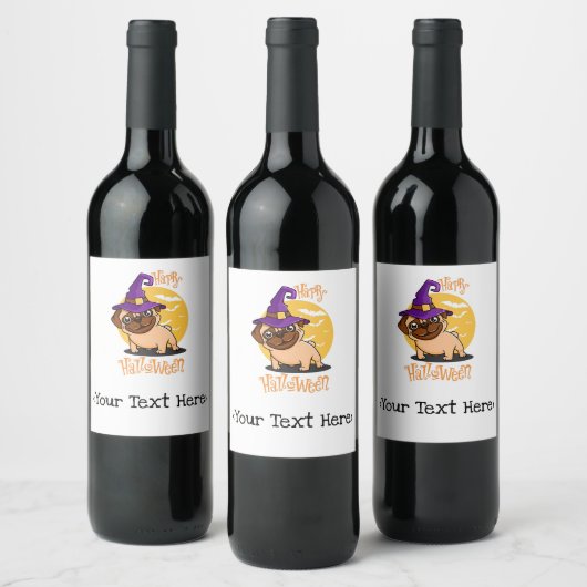Halloween Puggy Bottle Labels Weinetikett (Flaschen)