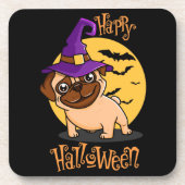 Halloween Puggy Cork Backed Untersetzer (Vorderseite)