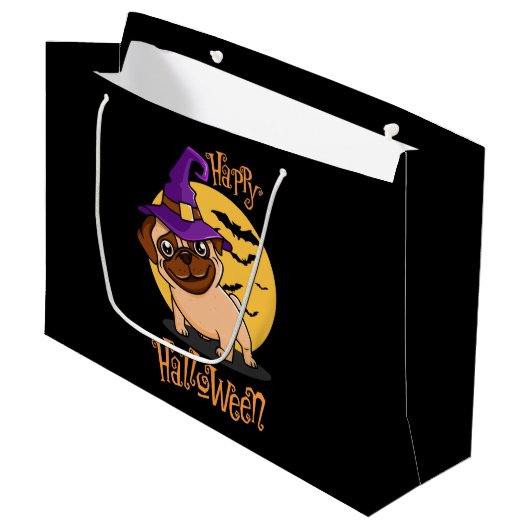 Halloween Puggy Gift Bags Große Geschenktüte (Vorderseite Schrägansicht)