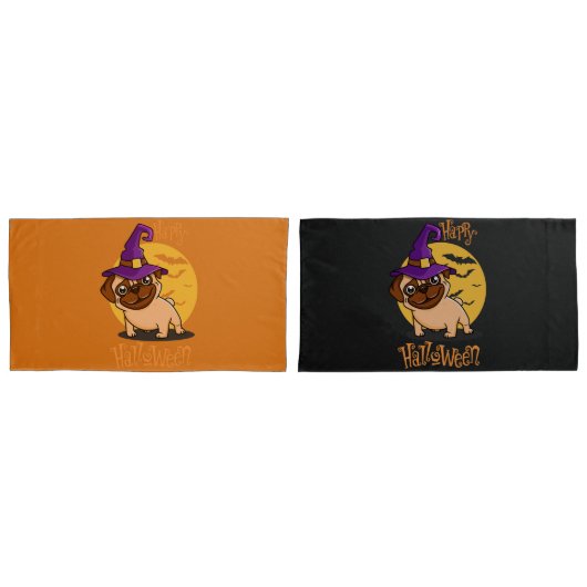 Halloween Puggy Pillowcases Kissenbezug (Vorderseite-Set)