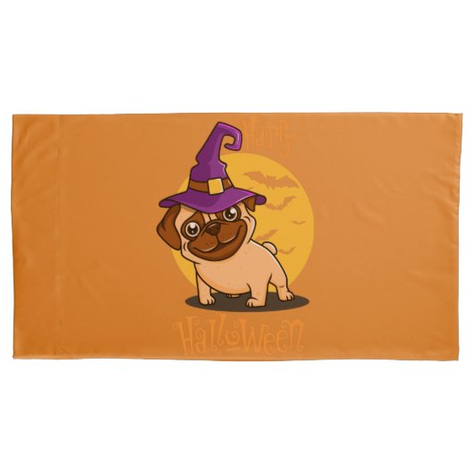 Halloween Puggy Pillowcases Kissenbezug (Vorderseite-Links)