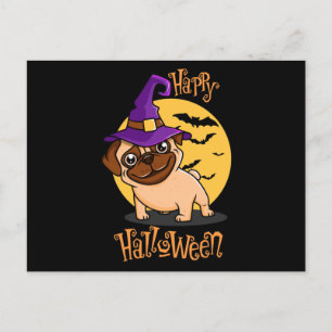 Halloween Puggy Postcard Postkarte