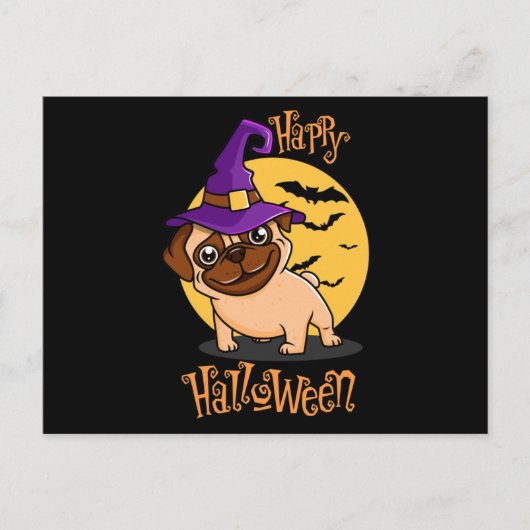 Halloween Puggy Postcard Postkarte (Vorderseite)