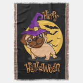 Halloween Puggy Throw Decke (Vorderseite Vertikal)