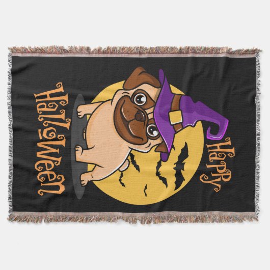 Halloween Puggy Throw Decke (Vorderseite)