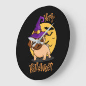Halloween Puggy Wall Clock Große Wanduhr (Winkel)