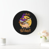 Halloween Puggy Wall Clock Große Wanduhr (Zuhause)