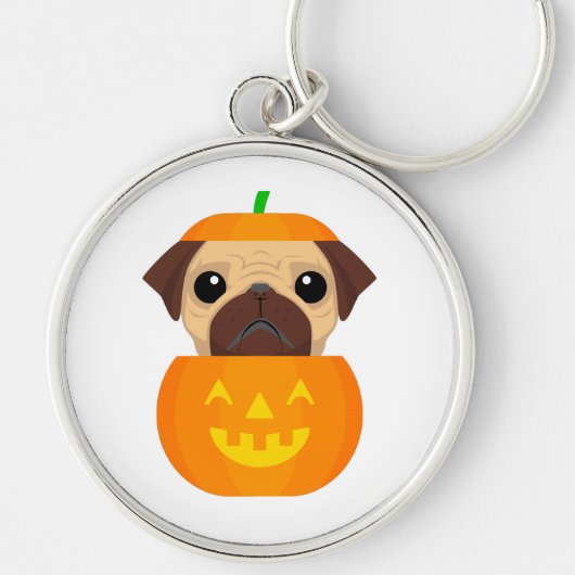 Halloween Pugkin Classic Round Sticker Schlüsselanhänger (Vorne)