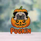 Halloween Pugkin, Pumpkin Mops Dog Acrylschild (Neutral)
