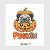 Halloween Pugkin, Pumpkin Mops Dog Aufkleber (Blatt)