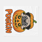 Halloween Pugkin, Pumpkin Mops Dog Fleecedecke (Vorderseite (Horizontal))