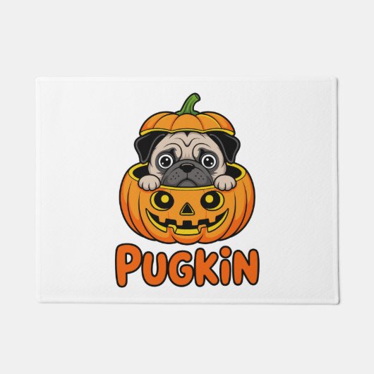 Halloween Pugkin, Pumpkin Mops Dog Fußmatte (Vorderseite)