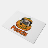 Halloween Pugkin, Pumpkin Mops Dog Fußmatte (Schrägansicht)