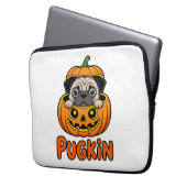 Halloween Pugkin, Pumpkin Mops Dog Laptopschutzhülle (Vorderseite Links)