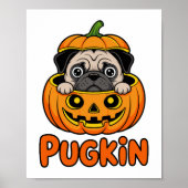 Halloween Pugkin, Pumpkin Mops Dog Poster (Vorne)