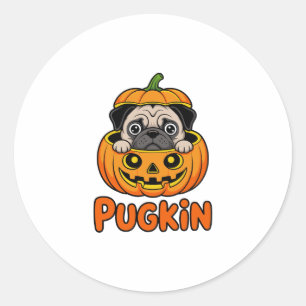 Halloween Pugkin, Pumpkin Mops Dog Runder Aufkleber