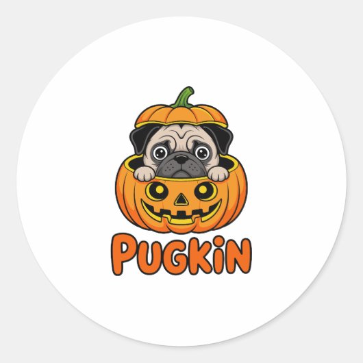 Halloween Pugkin, Pumpkin Mops Dog Runder Aufkleber (Vorderseite)
