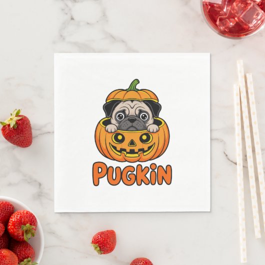 Halloween Pugkin, Pumpkin Mops Dog Serviette (Beispiel)