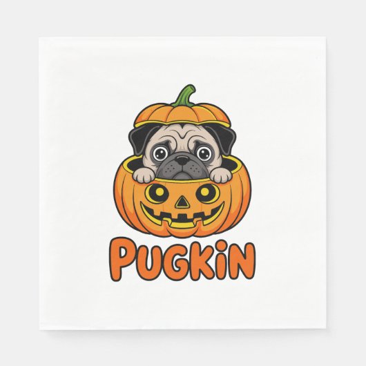 Halloween Pugkin, Pumpkin Mops Dog Serviette (Vorderseite)