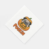 Halloween Pugkin, Pumpkin Mops Dog Serviette (Ecke)