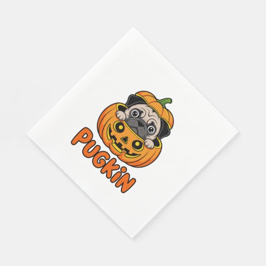 Halloween Pugkin, Pumpkin Mops Dog Serviette (Ecke)