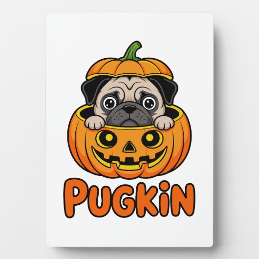 Halloween Pugkin, Pumpkin Pug Dog Fotoplatte (Vorderseite)