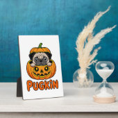 Halloween Pugkin, Pumpkin Pug Dog Fotoplatte (Seite)