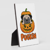 Halloween Pugkin, Pumpkin Pug Dog Fotoplatte (Seite)