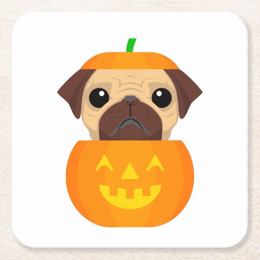 Halloween Pugkin Rechteckiger Pappuntersetzer (Vorderseite)