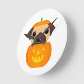 Halloween Pugkin     Runde Wanduhr (Winkel)