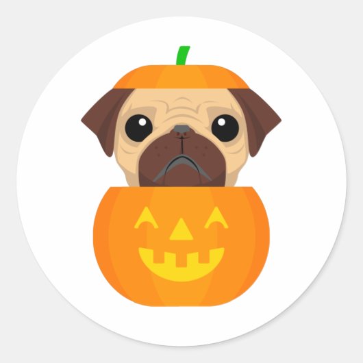 Halloween Pugkin Runder Aufkleber (Vorderseite)