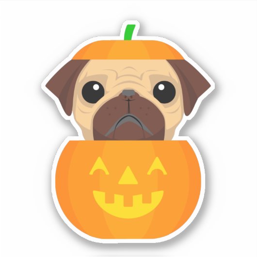 Halloween Pugkin Sticker (Vorderseite)