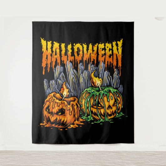 Halloween Pumkin Hintergrund Wandteppich (Vorderseite)